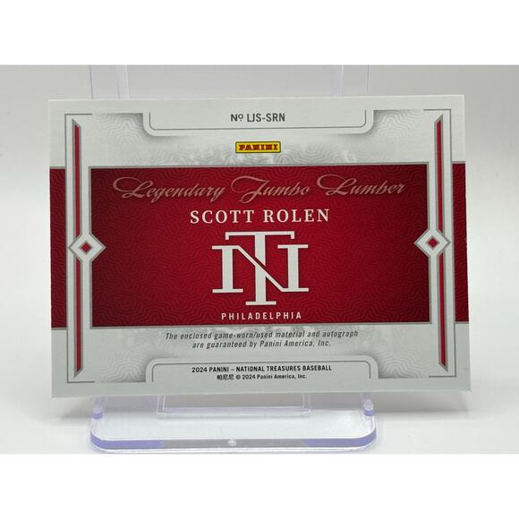 2024 National Treasures Scott Rolen Green Jumbo Bat Relic Auto 5/5 SSP Phillies - Picture 2 of 2